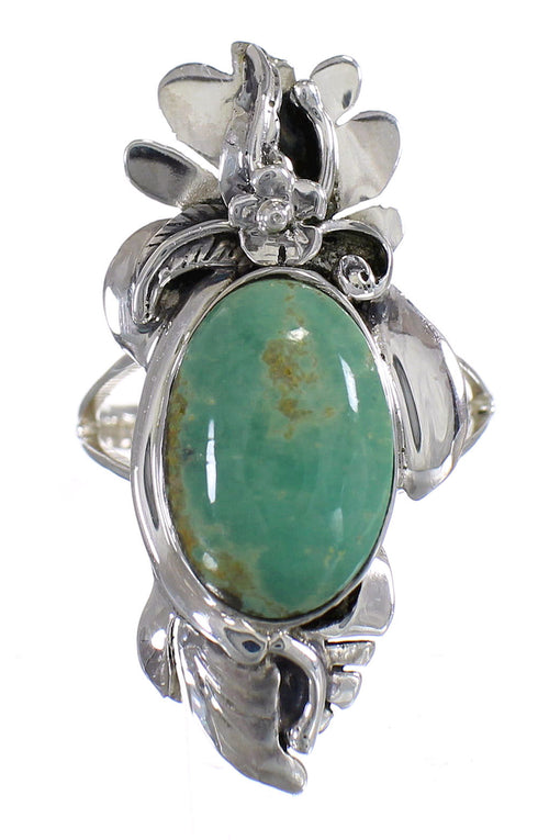 Turquoise Silver Jewelry Flower Ring Size 5-1/2 YX73713